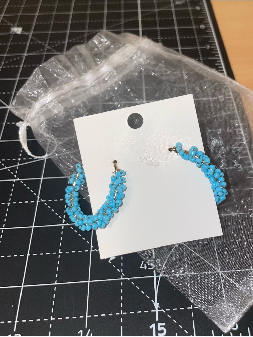 Handcrafted Turquoise Beaded Hoop Earrings - Women Jewelry